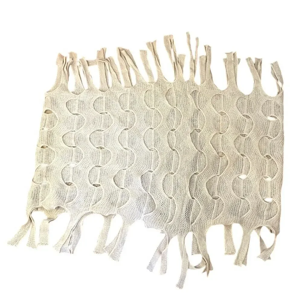 Shihreen Fringe Braided Infinity Knit Scarf Cream Boho Y2K Cyberpunk‎ Funky Arty